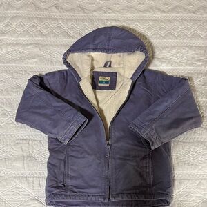 Kids Hooded fleece lined chore coat.